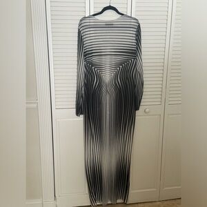 Black + White Sheer Calf Length Dress